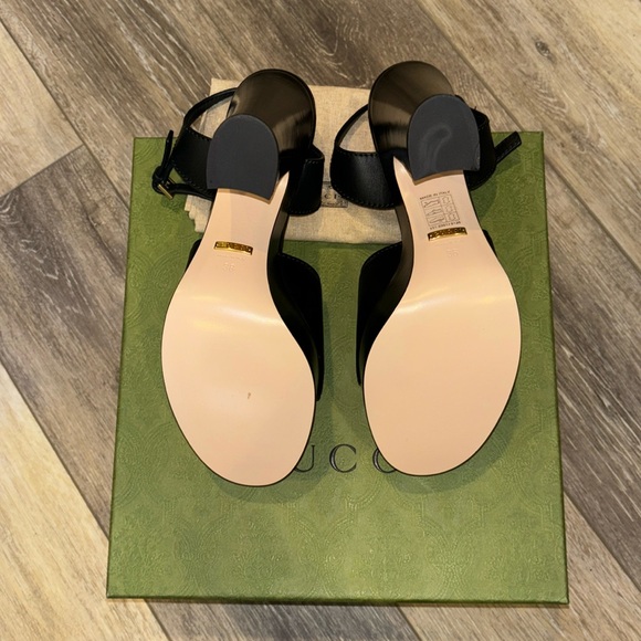 GUCCI Women 38 Interlocking G Cutout BLACK Platform Sandals 💯 Authentic NEW - Picture 2 of 5